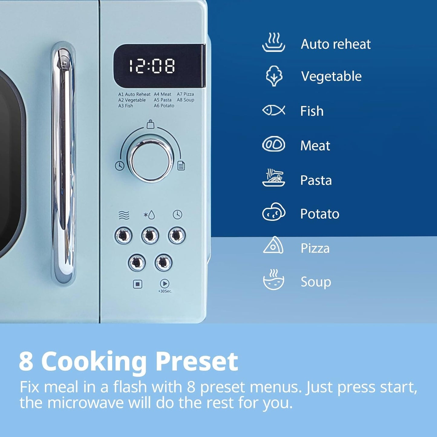 COMFEE 800W 20L Retro Microwave Oven with LED Display Red/Cream/Pastel Green - House Comfort