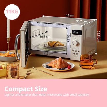 COMFEE 800W 20L Retro Microwave Oven with LED Display Red/Cream/Pastel Green - House Comfort