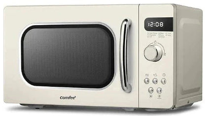 COMFEE 800W 20L Retro Microwave Oven with LED Display Red/Cream/Pastel Green - House Comfort