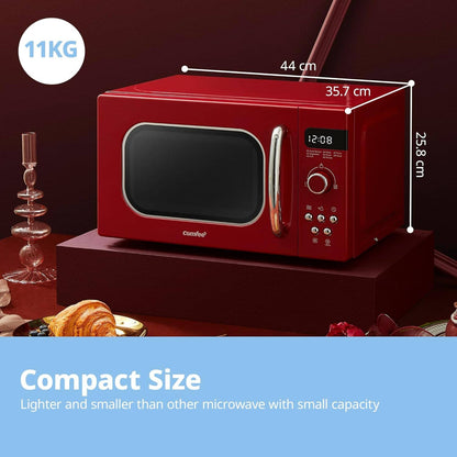 COMFEE 800W 20L Retro Microwave Oven with LED Display Red/Cream/Pastel Green - House Comfort