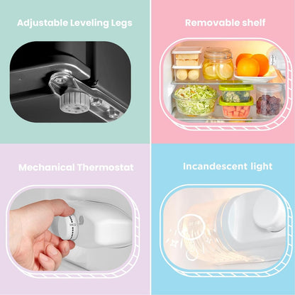 COMFEE 87L White/Black Under Counter Fridge Freezer with Adjustable Thermostat - House Comfort