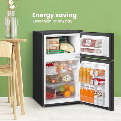 COMFEE 87L White/Black Under Counter Fridge Freezer with Adjustable Thermostat - House Comfort