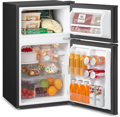 COMFEE 87L White/Black Under Counter Fridge Freezer with Adjustable Thermostat - House Comfort