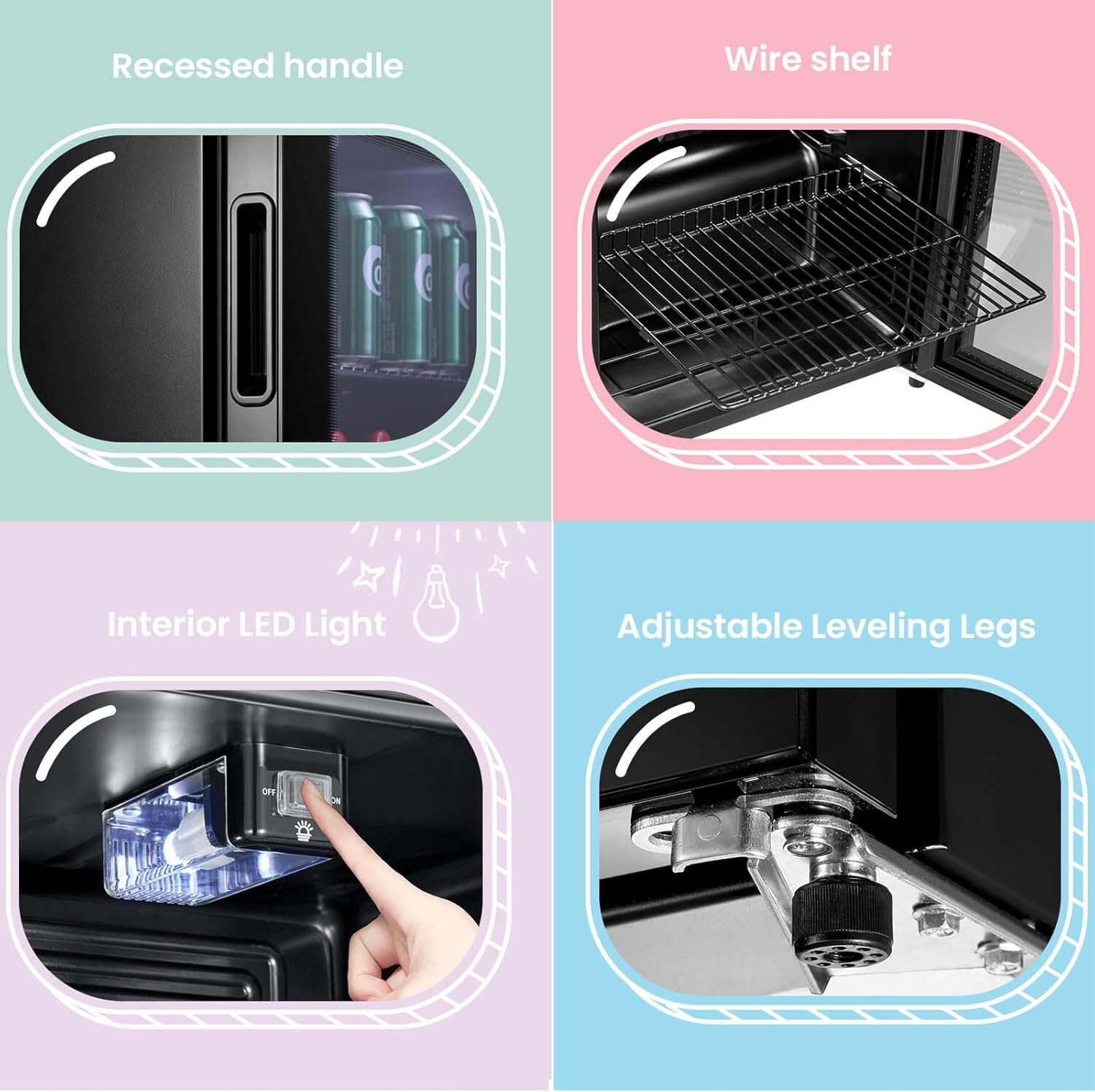 COMFEE 93L Black Compact Drinks Fridge with Adjustable Shelves and LED Light - House Comfort