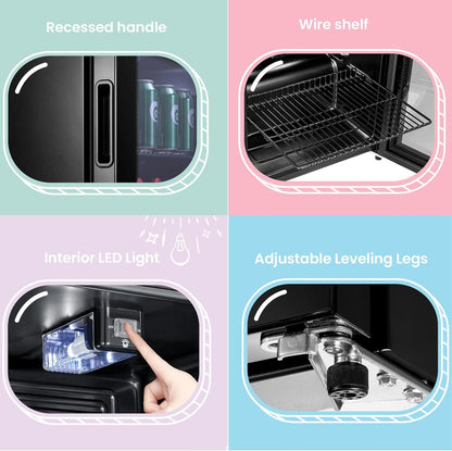 COMFEE 93L Black Compact Drinks Fridge with Adjustable Shelves and LED Light - House Comfort