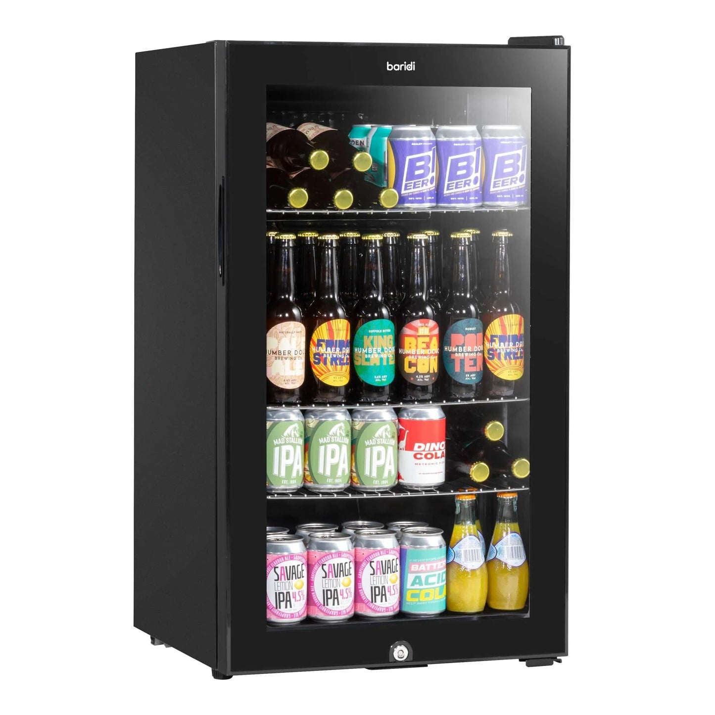 COMFEE 93L Black Compact Drinks Fridge with Adjustable Shelves and LED Light - House Comfort