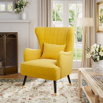 Comfortable Velvet Wingback Armchair with Cushion - House Comfort