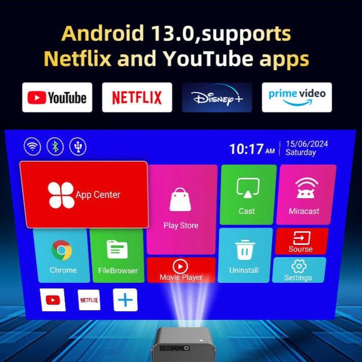 Compact 360 Smart 4K Projector - House Comfort