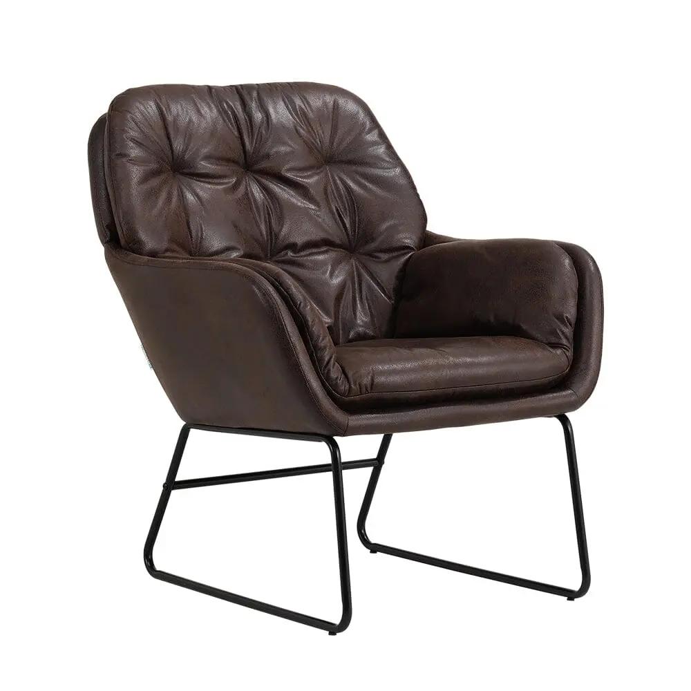 Contemporary Metal Legs Tufted Leisure Armchair - House Comfort