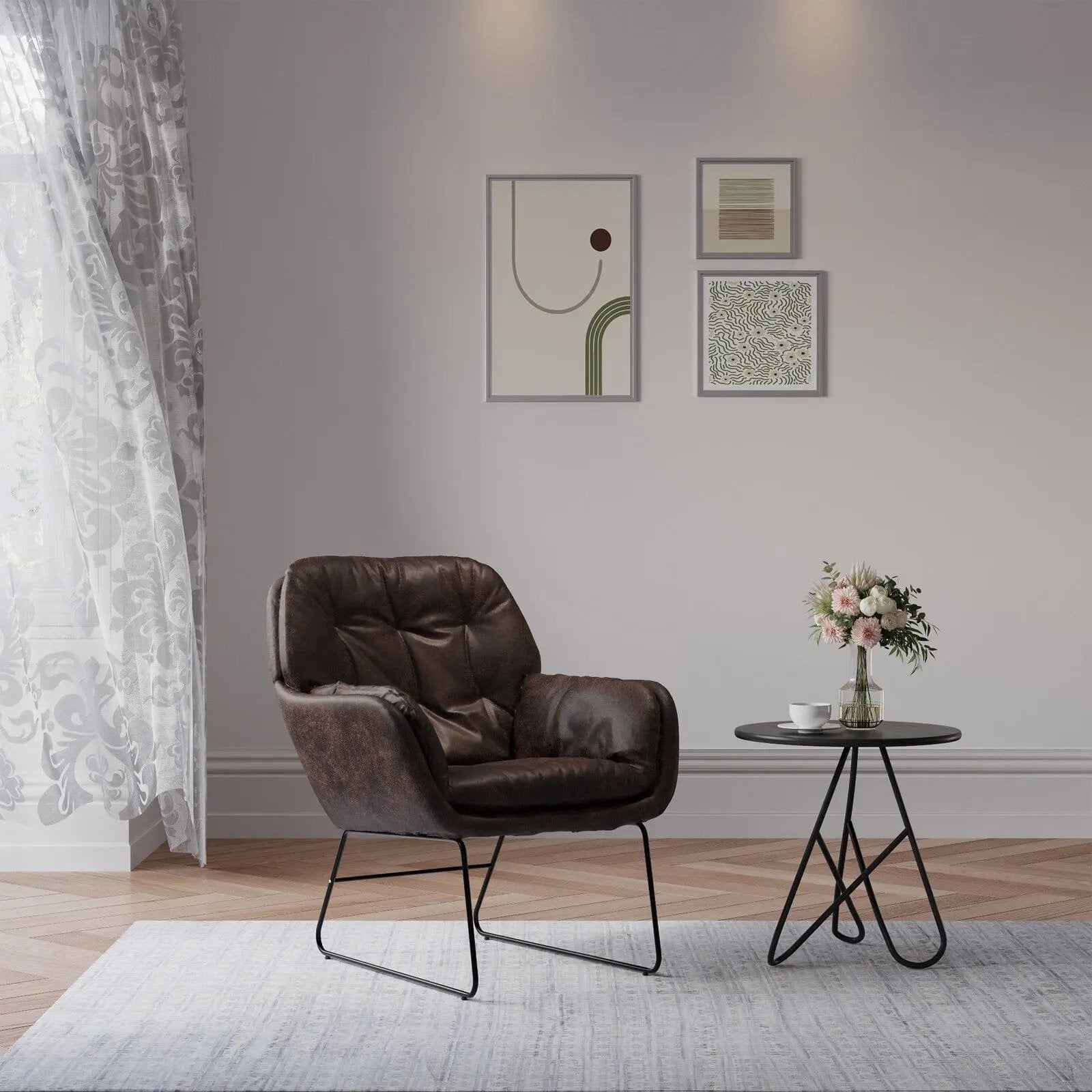 Contemporary Metal Legs Tufted Leisure Armchair - House Comfort