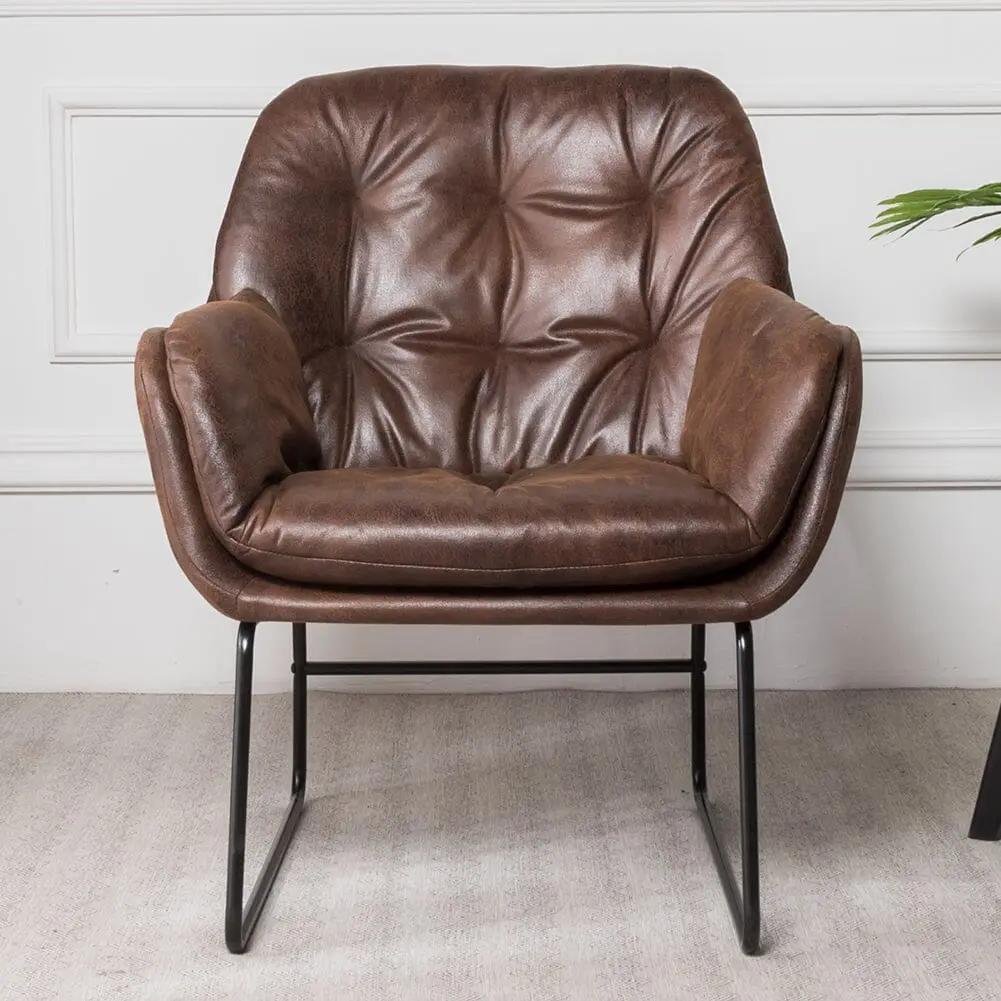 Contemporary Metal Legs Tufted Leisure Armchair - House Comfort