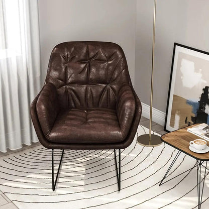 Contemporary Metal Legs Tufted Leisure Armchair - House Comfort