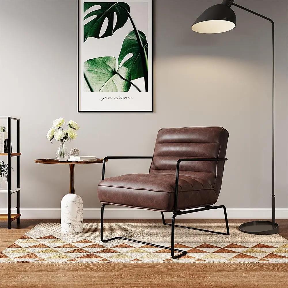 Contemporary Metal Legs Tufted Leisure Armchair - House Comfort