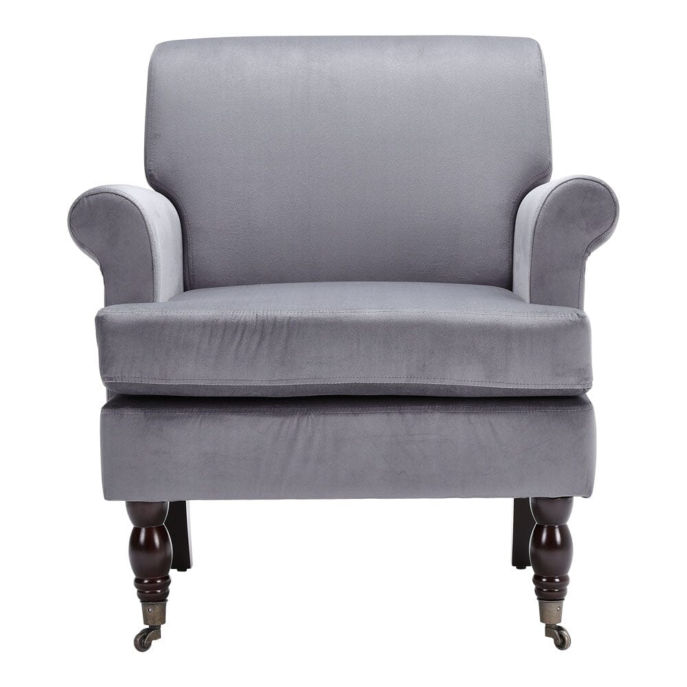 Contemporary Velvet upholstered Armchair with Casters - House Comfort