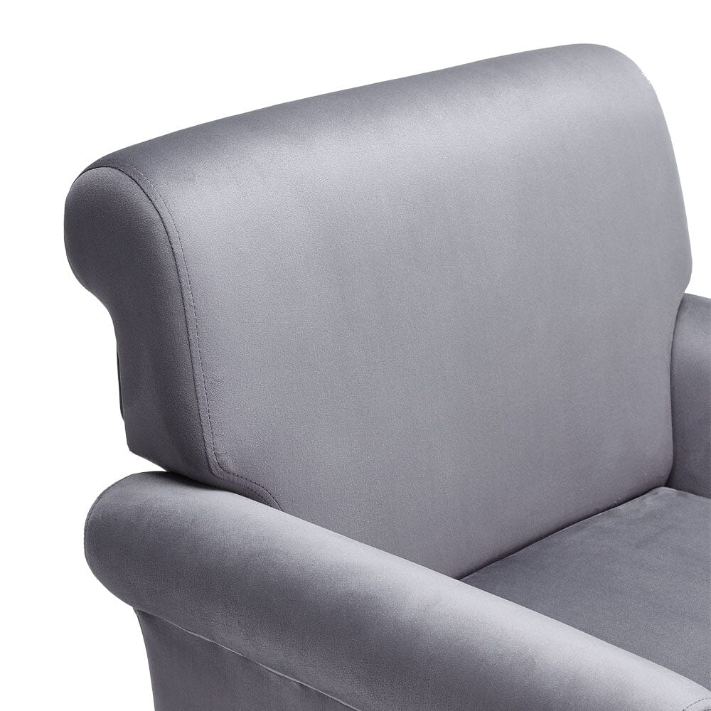 Contemporary Velvet upholstered Armchair with Casters - House Comfort