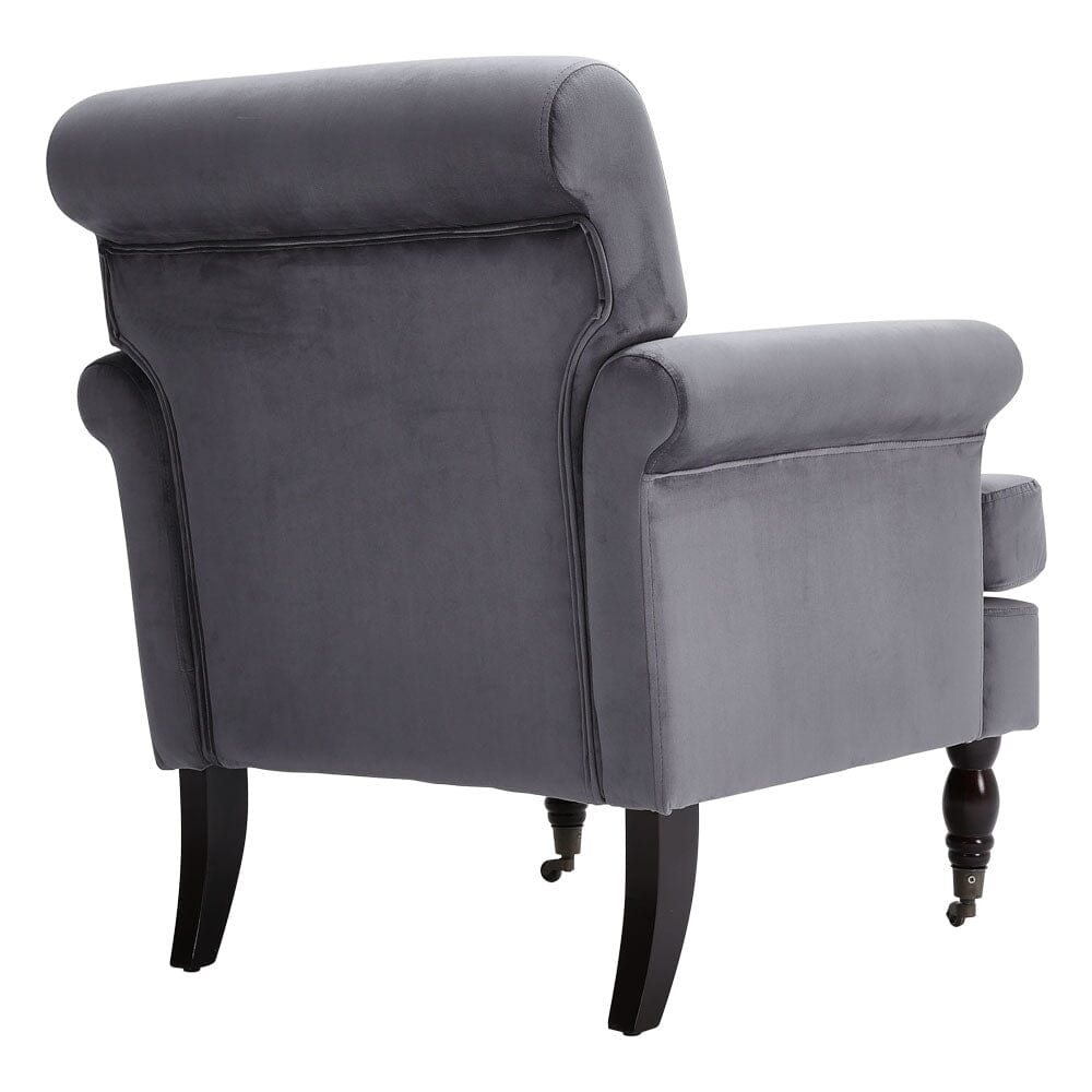 Contemporary Velvet upholstered Armchair with Casters - House Comfort