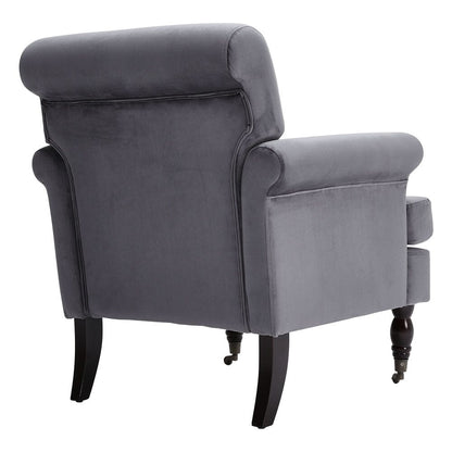 Contemporary Velvet upholstered Armchair with Casters - House Comfort