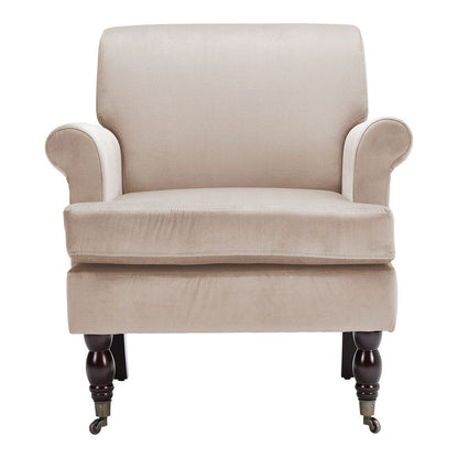 Contemporary Velvet upholstered Armchair with Casters - House Comfort