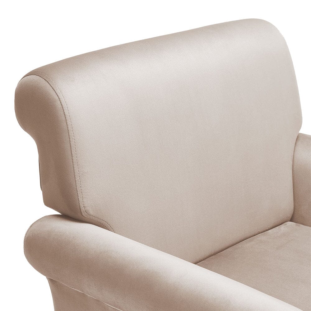 Contemporary Velvet upholstered Armchair with Casters - House Comfort