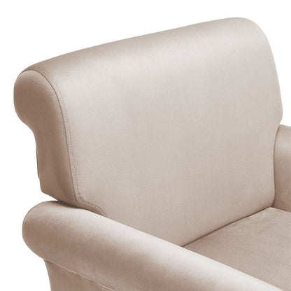 Contemporary Velvet upholstered Armchair with Casters - House Comfort