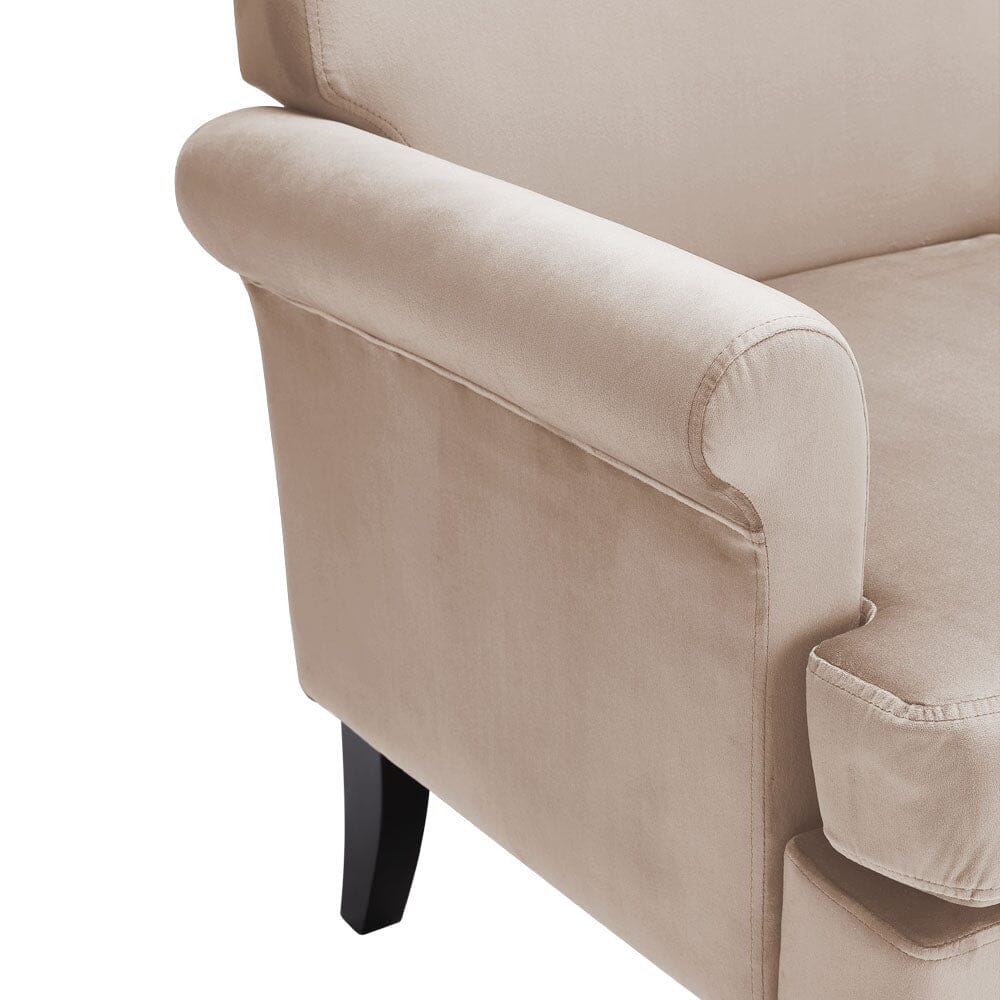 Contemporary Velvet upholstered Armchair with Casters - House Comfort