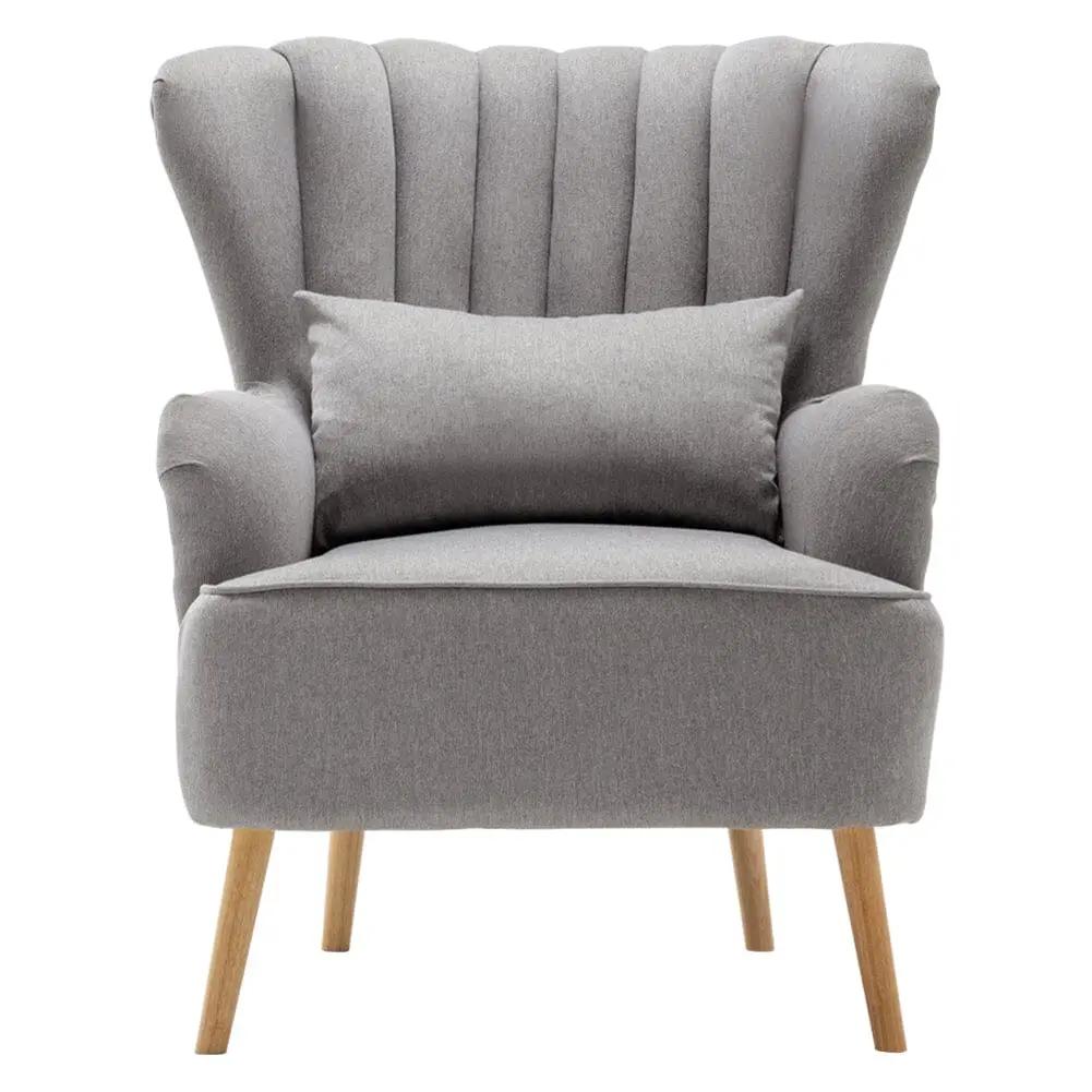 Contemporary Wing Back Armchair and Ottoman Set with Cushion and Footstool - House Comfort