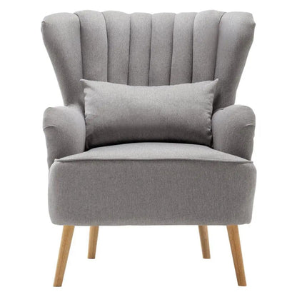 Contemporary Wing Back Armchair and Ottoman Set with Cushion and Footstool - House Comfort