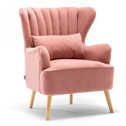 Contemporary Wing Back Armchair and Ottoman Set with Cushion and Footstool - House Comfort