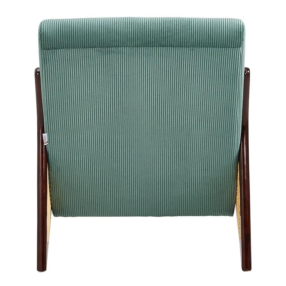 Corduroy Armchair with Rattan Armrest - House Comfort