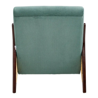 Corduroy Armchair with Rattan Armrest - House Comfort