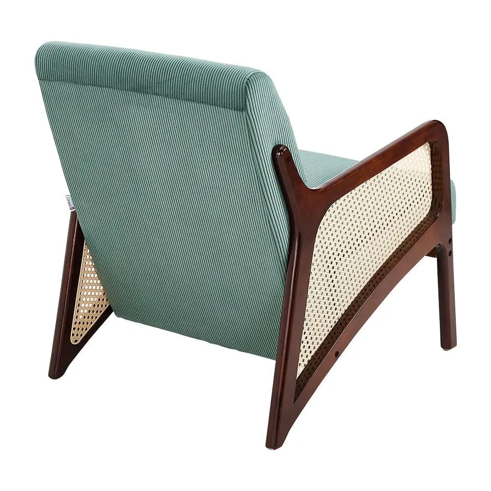 Corduroy Armchair with Rattan Armrest - House Comfort