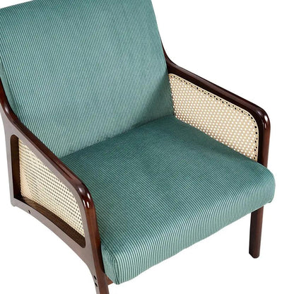 Corduroy Armchair with Rattan Armrest - House Comfort