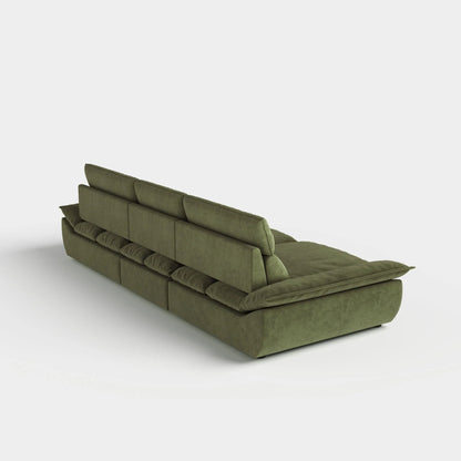 Cottonfy Adjustable Backrest Sailboat Corduroy Sofa Green - House Comfort