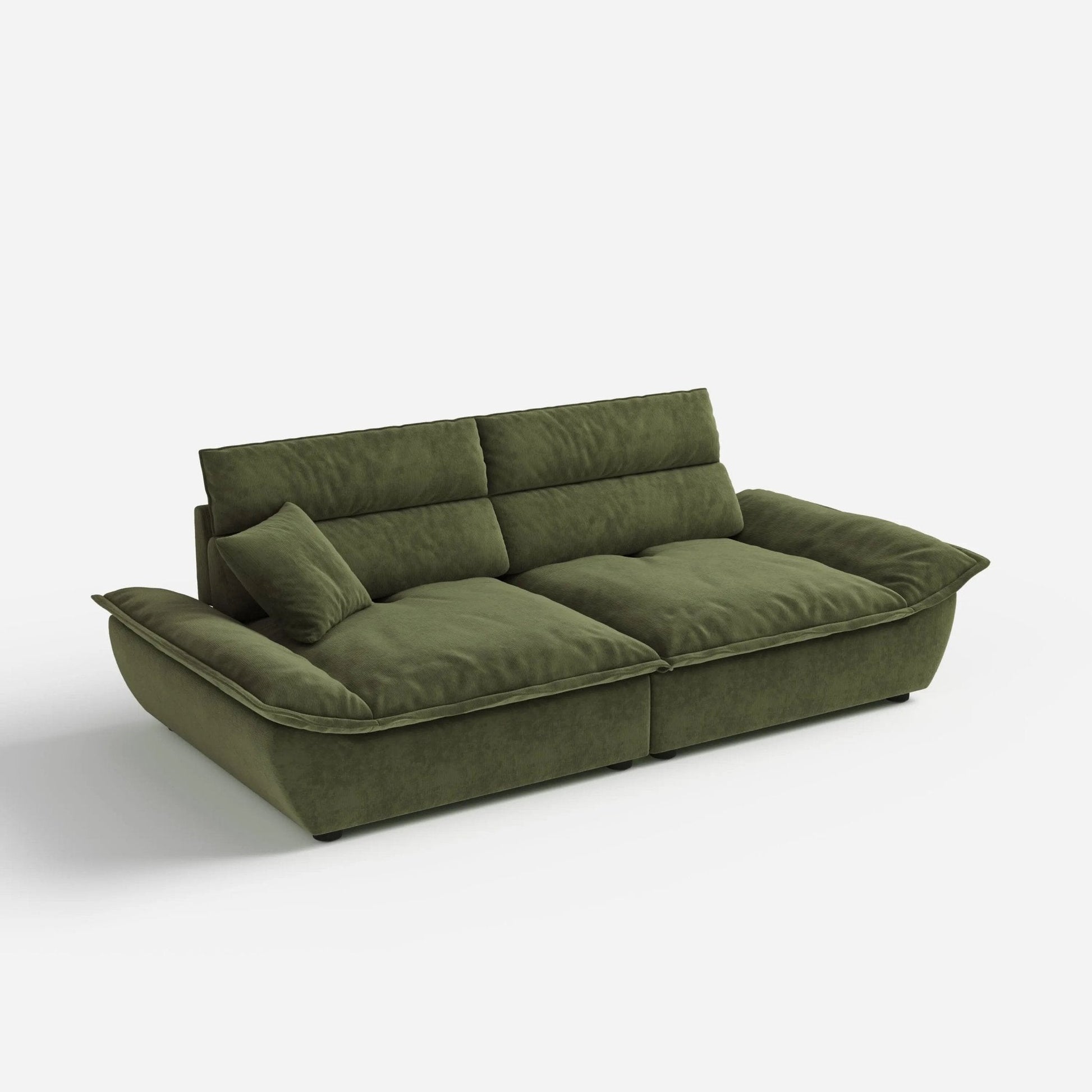 Cottonfy Adjustable Backrest Sailboat Corduroy Sofa Green - House Comfort