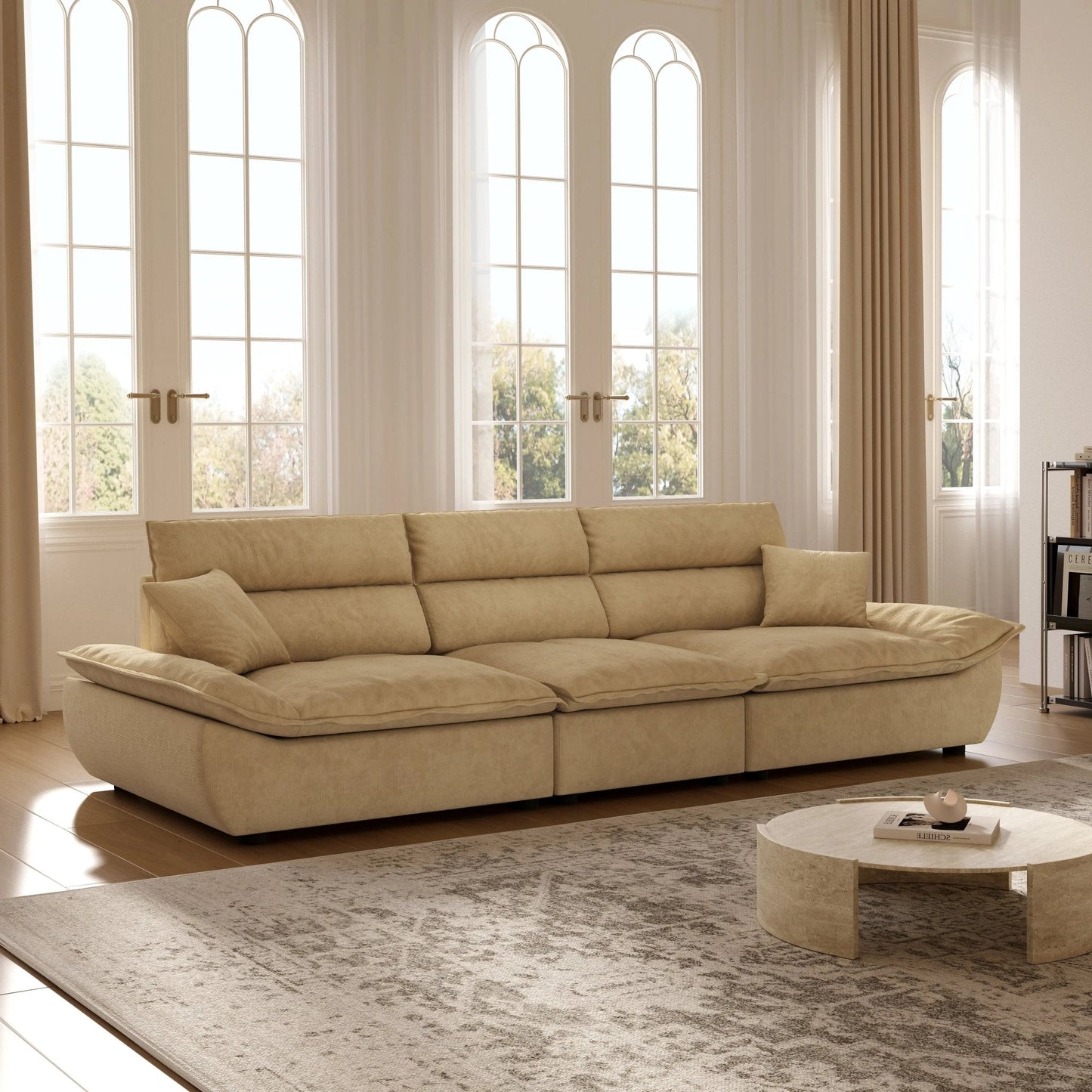 Cottonfy Adjustable Backrest Sailboat Corduroy Sofa Green - House Comfort