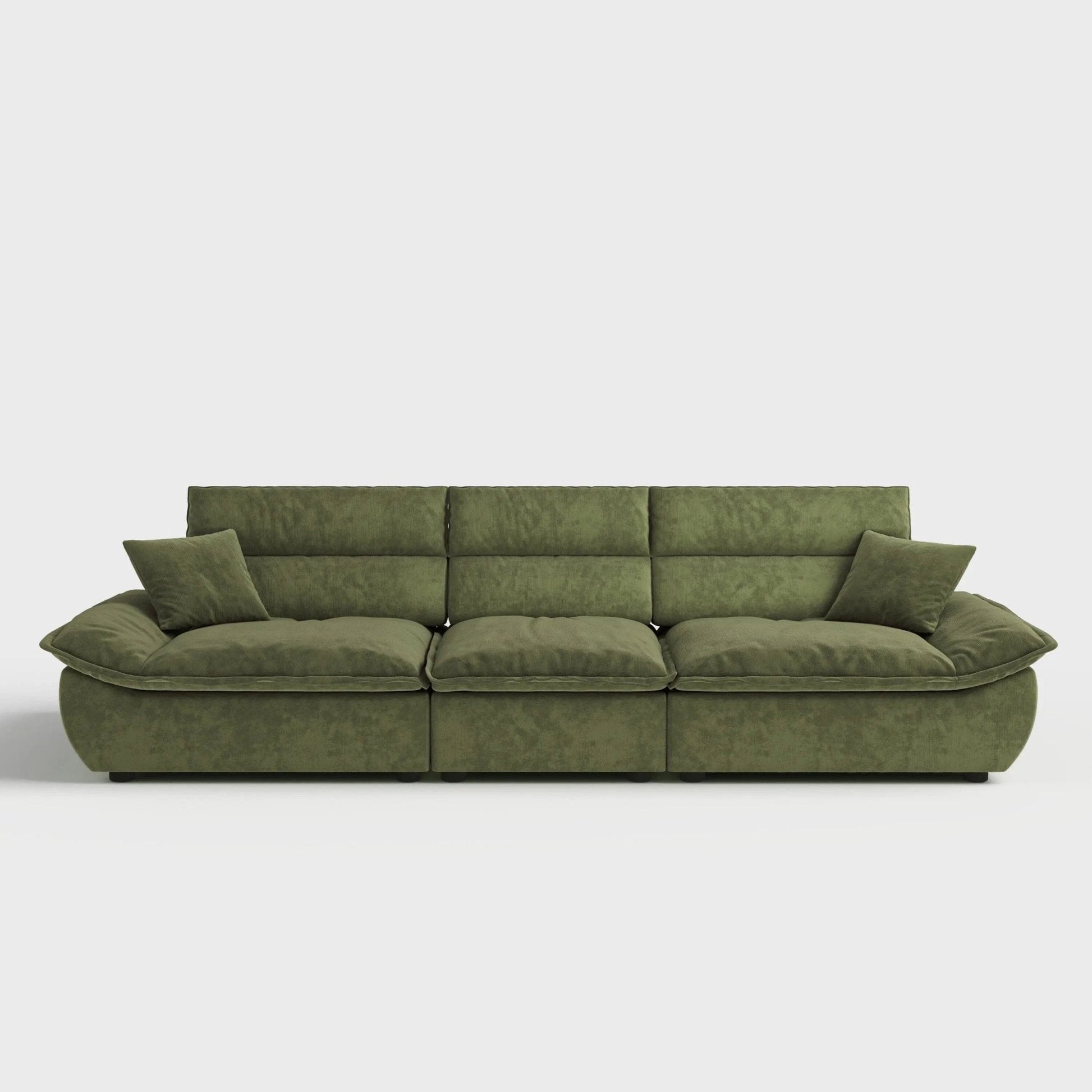 Cottonfy Adjustable Backrest Sailboat Corduroy Sofa Green - House Comfort