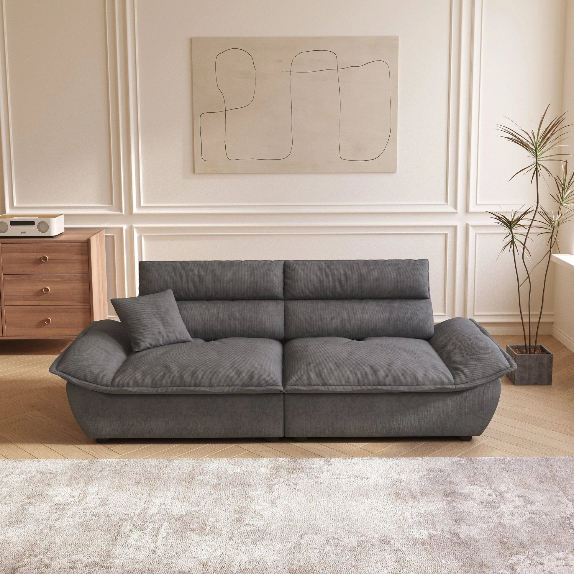 Cottonfy Adjustable Backrest Sailboat Corduroy Sofa Green - House Comfort