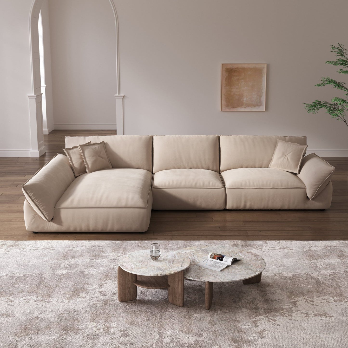 Cottonfy Cat - Scratch Resistant Fabric Elephant Ears Style Corner Sofa - House Comfort