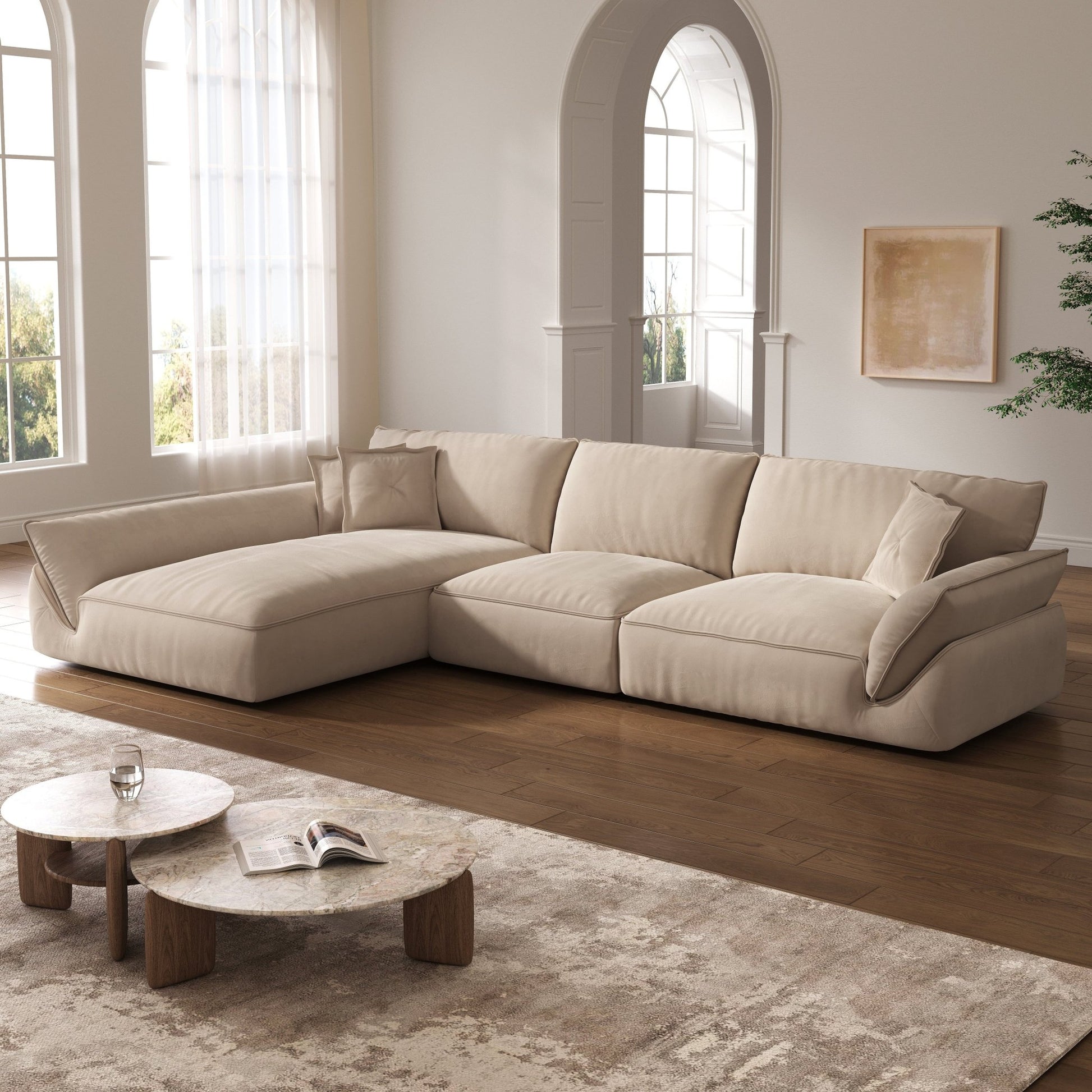 Cottonfy Cat - Scratch Resistant Fabric Elephant Ears Style Corner Sofa - House Comfort