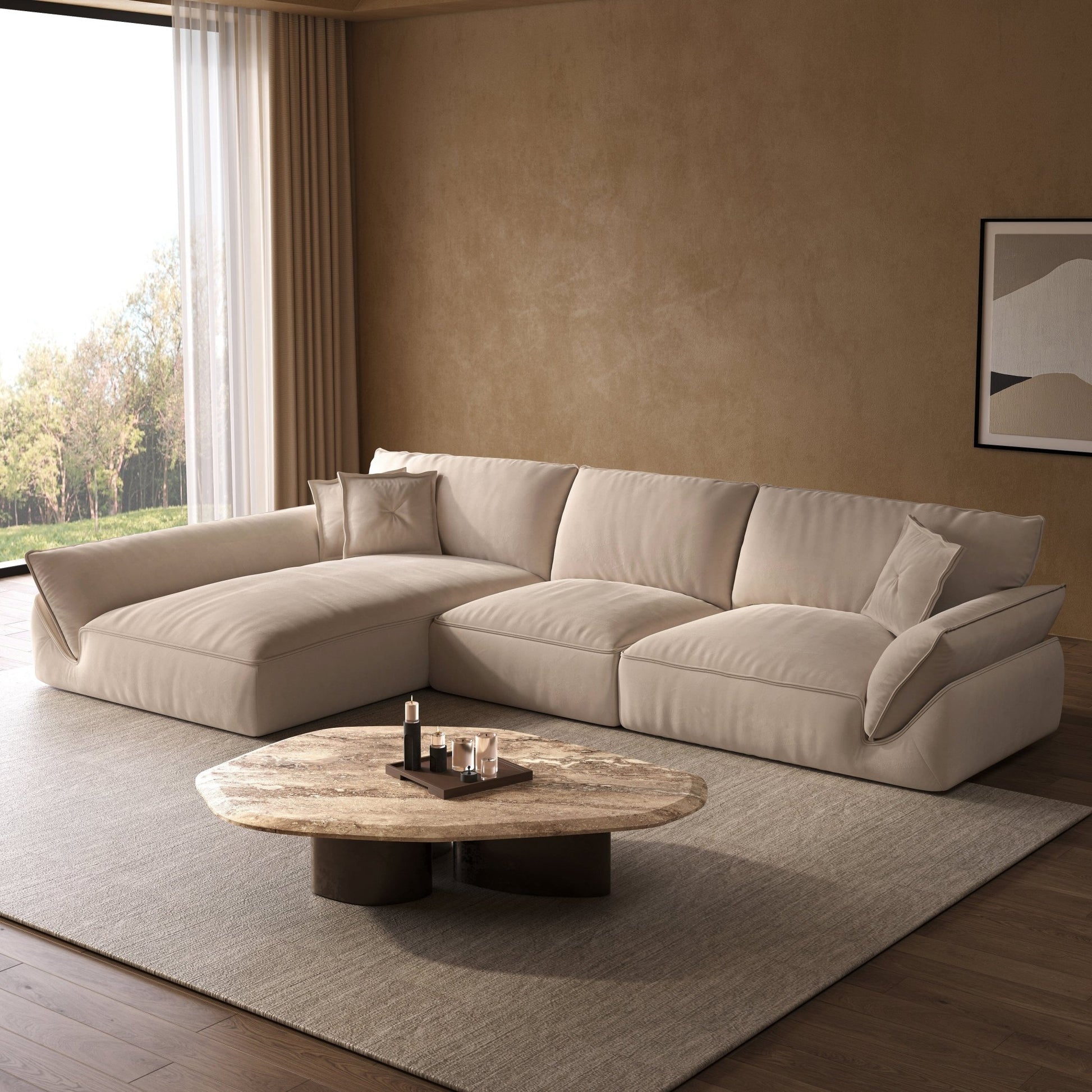 Cottonfy Cat - Scratch Resistant Fabric Elephant Ears Style Corner Sofa - House Comfort