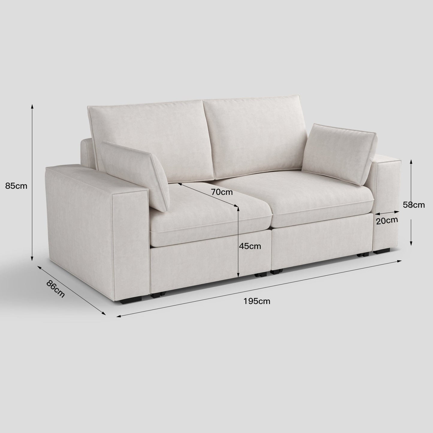 Cottonfy Creamy Tofu Block Pullout Sofa Bed with Storage - House Comfort