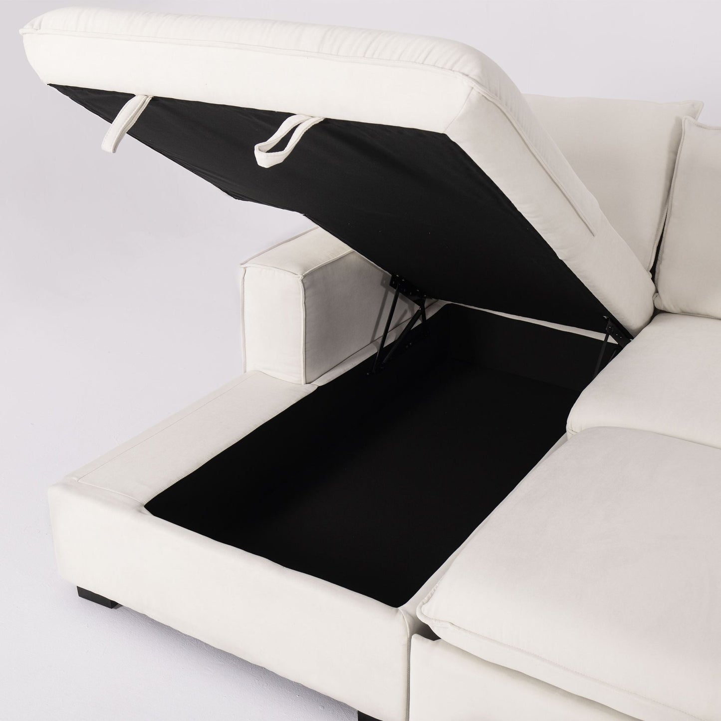Cottonfy Creamy Tofu Block Pullout Sofa Bed with Storage - House Comfort