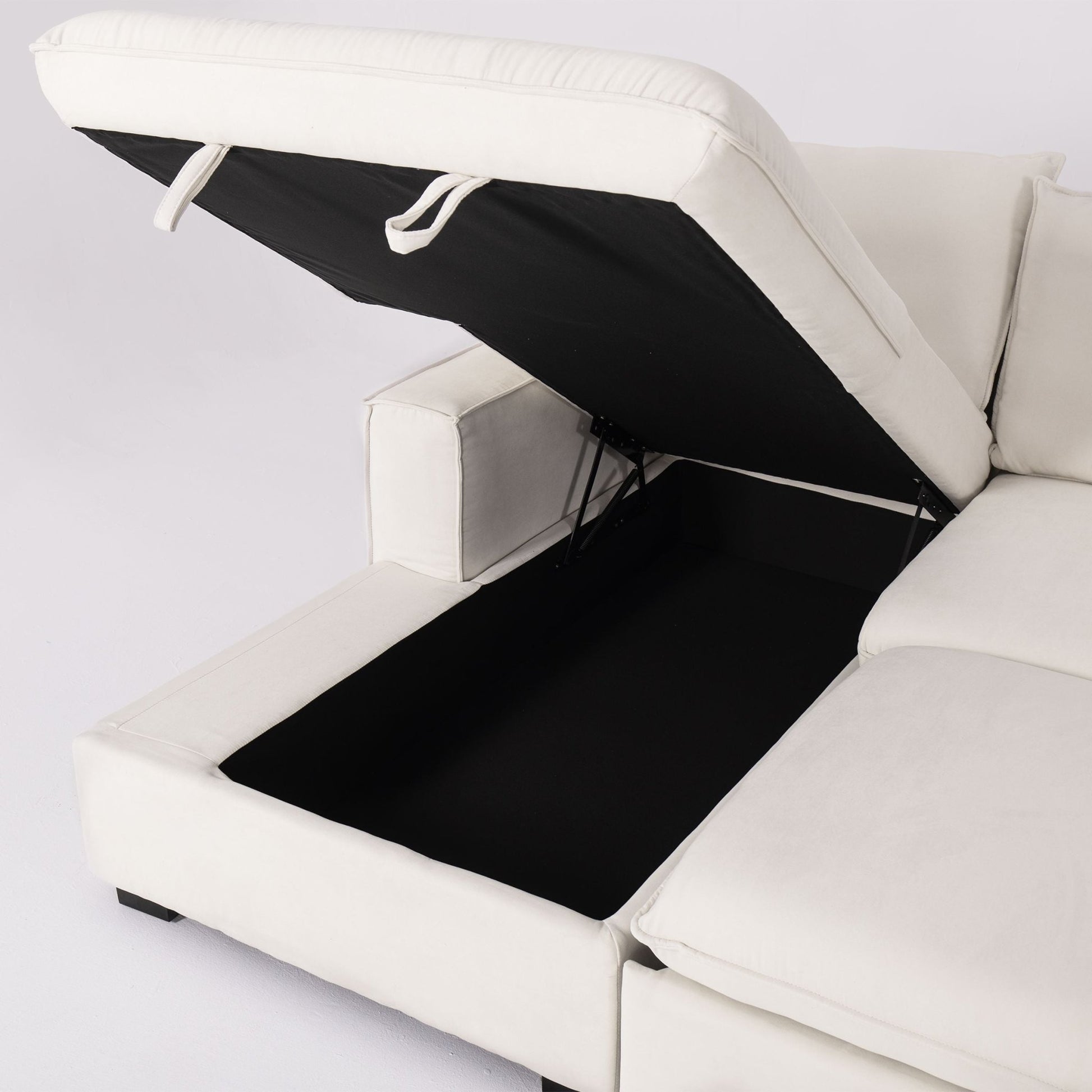 Cottonfy Creamy Tofu Block Pullout Sofa Bed with Storage - House Comfort