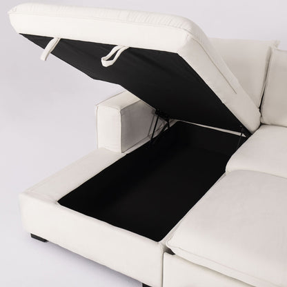 Cottonfy Creamy Tofu Block Pullout Sofa Bed with Storage - House Comfort