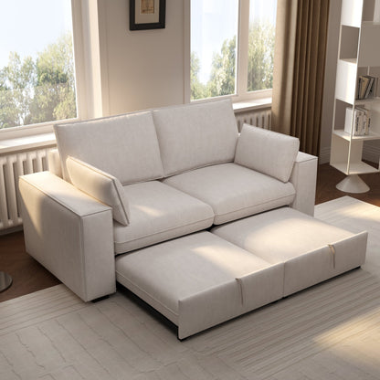 Cottonfy Creamy Tofu Block Pullout Sofa Bed with Storage - House Comfort