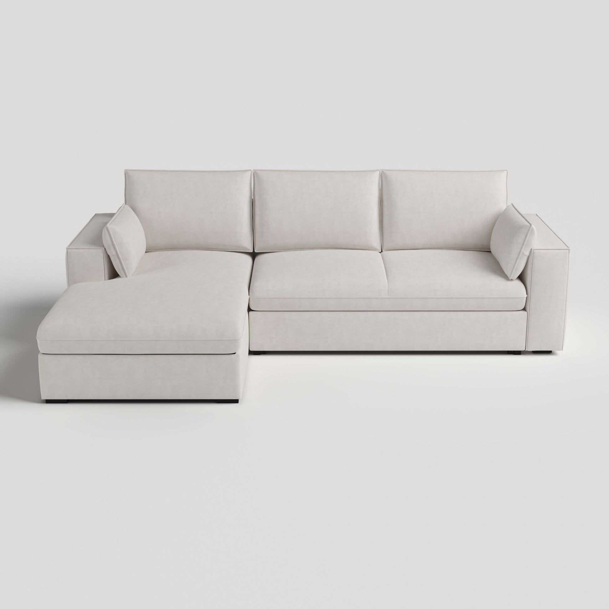 Cottonfy Creamy Tofu Block Pullout Sofa Bed with Storage - House Comfort