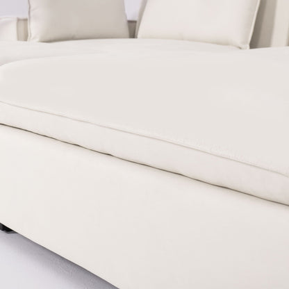 Cottonfy Creamy Tofu Block Pullout Sofa Bed with Storage - House Comfort