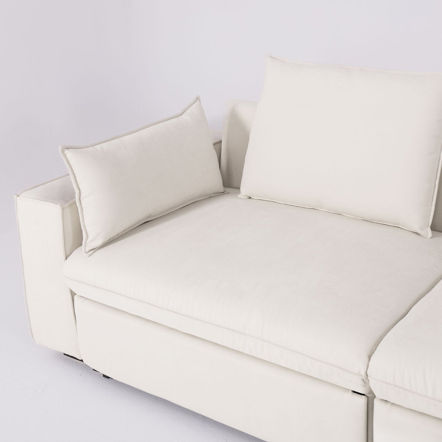 Cottonfy Creamy Tofu Block Pullout Sofa Bed with Storage - House Comfort