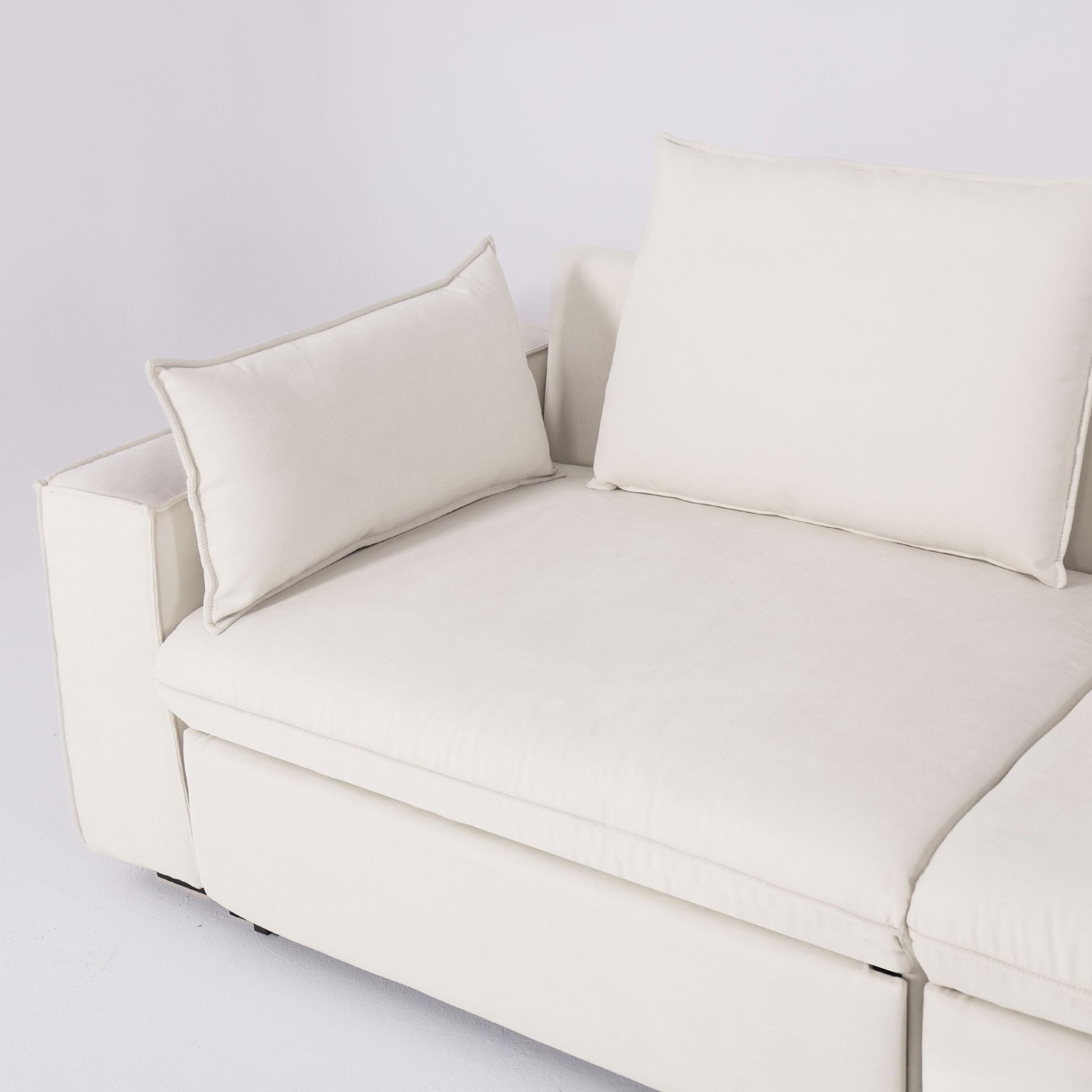 Cottonfy Creamy Tofu Block Pullout Sofa Bed with Storage - House Comfort