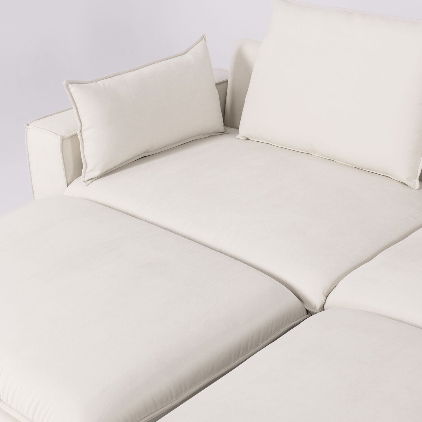 Cottonfy Creamy Tofu Block Pullout Sofa Bed with Storage - House Comfort